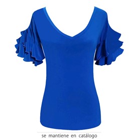 Volantes camiseta  mujer, azulón.