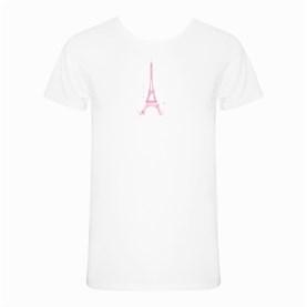 Blanca camiseta de mujer con Torre Eiffel.