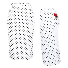 Falda blanca tubo con lunares y bordado. - 2