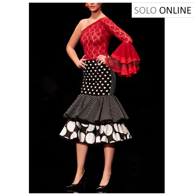 Traje flamenca mujer. Blanco, negro, rojo y más
